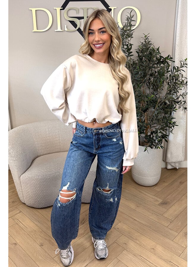 BEIGE - 'ALBA SWEATER' - OVERSIZED CROPPED SWEATER