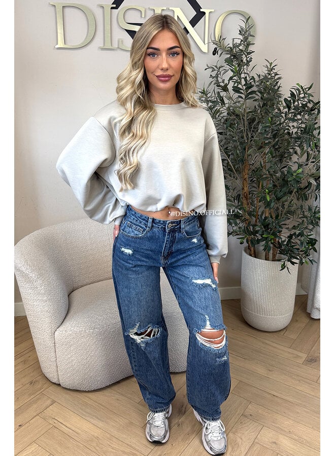 SAND - 'ALBA SWEATER' - OVERSIZED CROPPED SWEATER