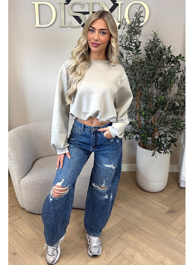 SAND - 'ALBA SWEATER' - OVERSIZED CROPPED SWEATER
