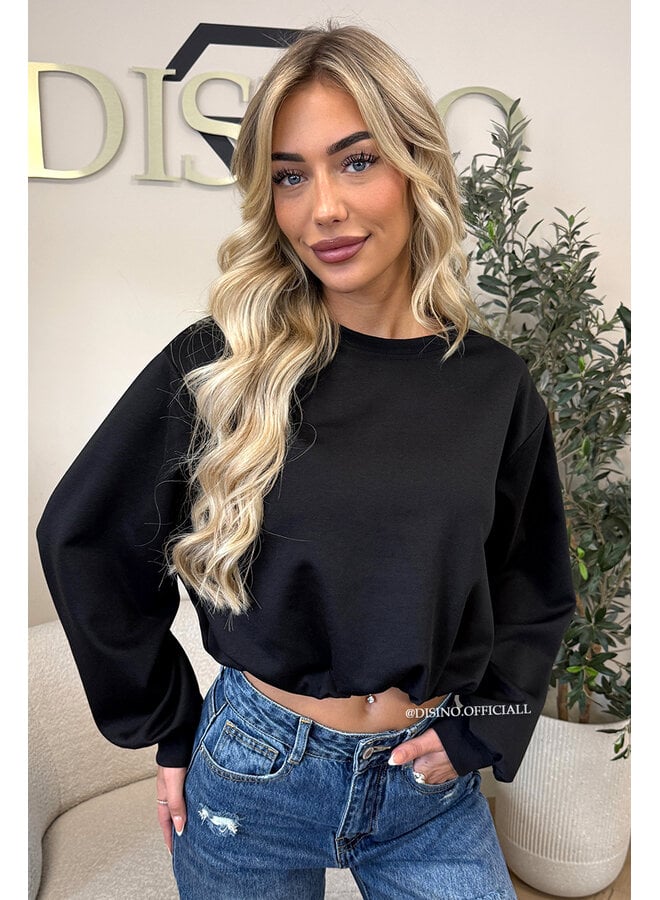 BLACK - 'ALBA SWEATER' - OVERSIZED CROPPED SWEATER