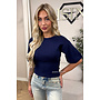 NAVY BLUE - 'ILAYDA SHORTSLEEVE' - SNATCHED BELL SLEEVE KNIT TOP