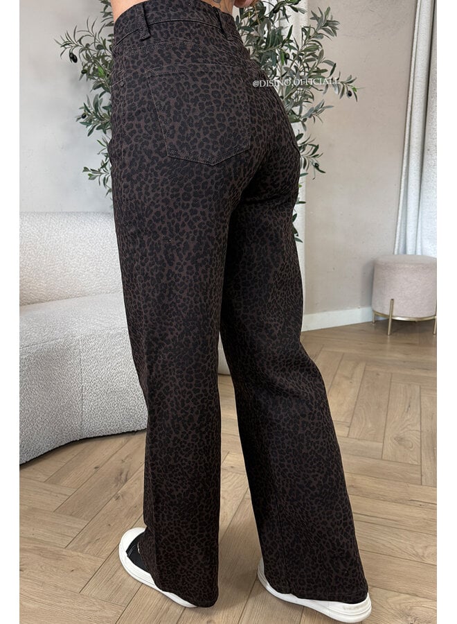 CHOCO - 'LEONA JEANS' - SUPER STRETCH LEOPARD PRINT WIDE LEG JEANS [REGULAR]