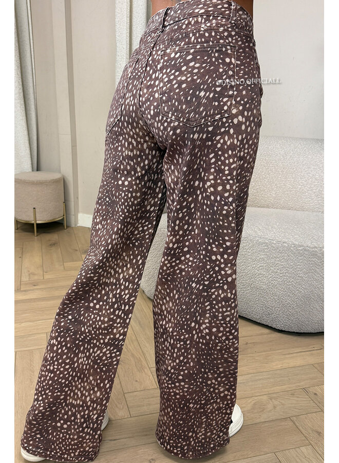 CHOCO - 'BAMBI JEANS' - SUPER STRETCH ANIMAL PRINT WIDE LEG JEANS