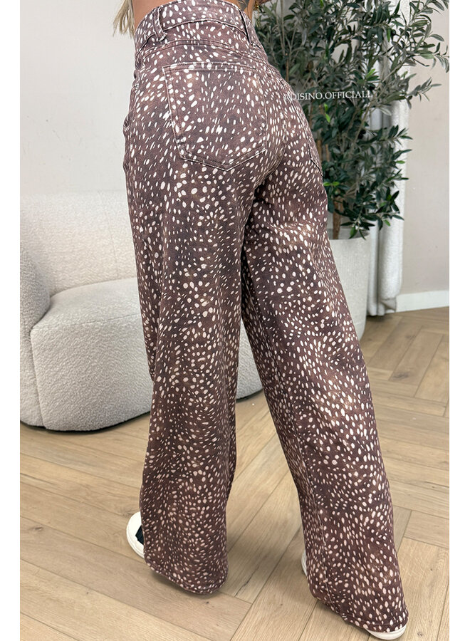 CHOCO - 'BAMBI JEANS' - SUPER STRETCH ANIMAL PRINT WIDE LEG JEANS