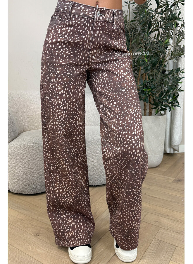 CHOCO - 'BAMBI JEANS' - SUPER STRETCH ANIMAL PRINT WIDE LEG JEANS