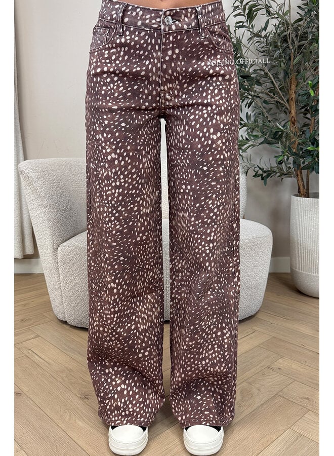 CHOCO - 'BAMBI JEANS' - SUPER STRETCH ANIMAL PRINT WIDE LEG JEANS