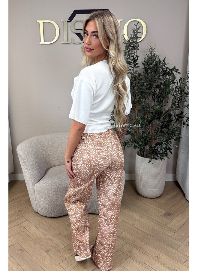 CAMEL - 'BAMBI JEANS' - SUPER STRETCH ANIMAL PRINT WIDE LEG JEANS