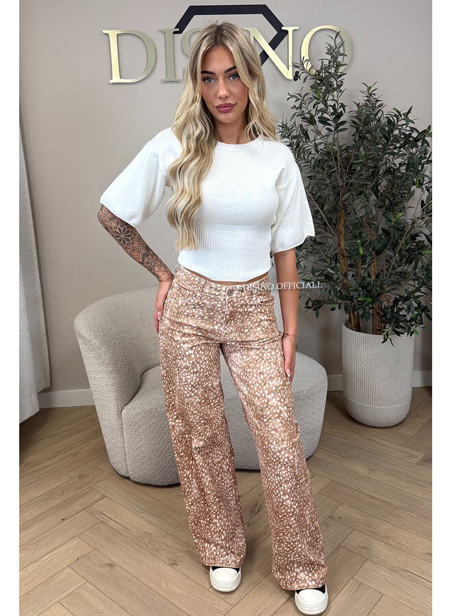 CAMEL - 'BAMBI JEANS' - SUPER STRETCH ANIMAL PRINT WIDE LEG JEANS