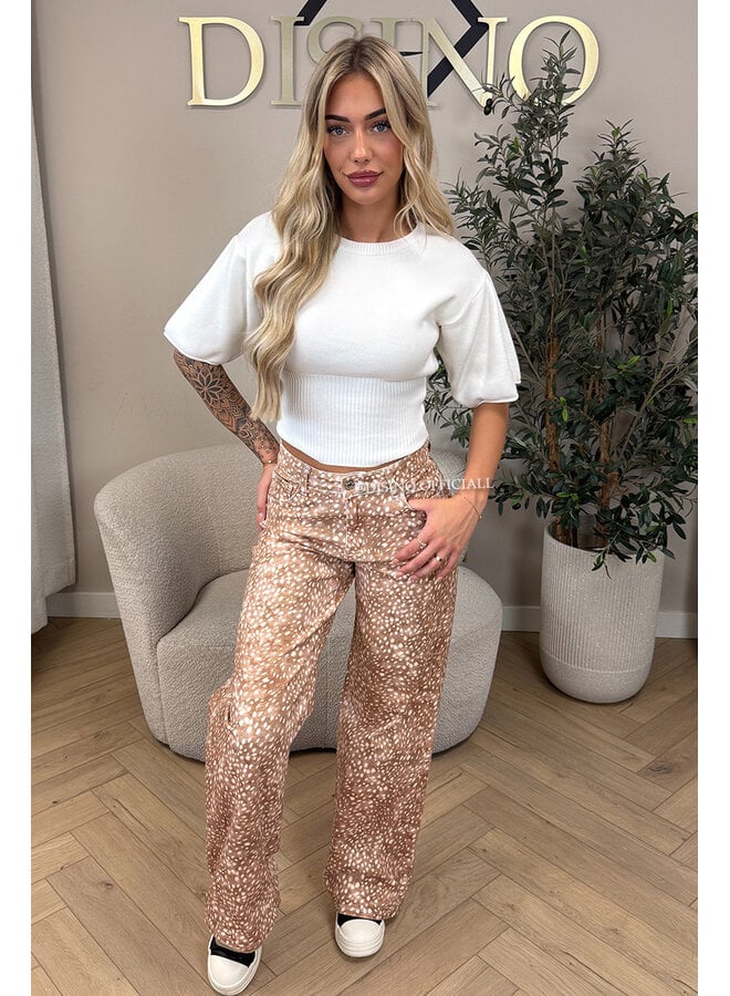 CAMEL - 'BAMBI JEANS' - SUPER STRETCH ANIMAL PRINT WIDE LEG JEANS