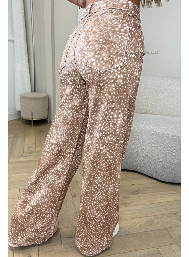 CAMEL - 'BAMBI JEANS' - SUPER STRETCH ANIMAL PRINT WIDE LEG JEANS