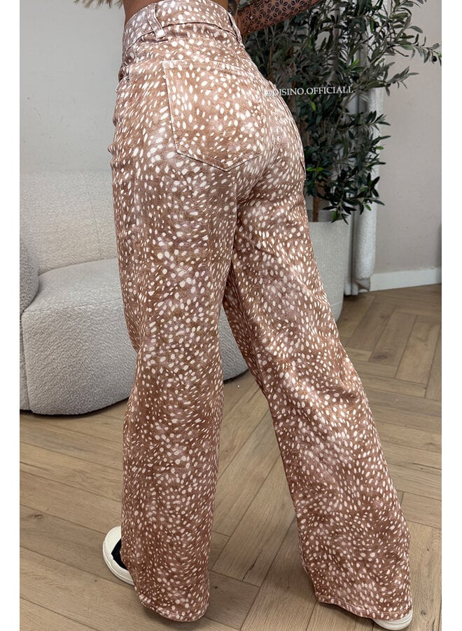 CAMEL - 'BAMBI JEANS' - SUPER STRETCH ANIMAL PRINT WIDE LEG JEANS