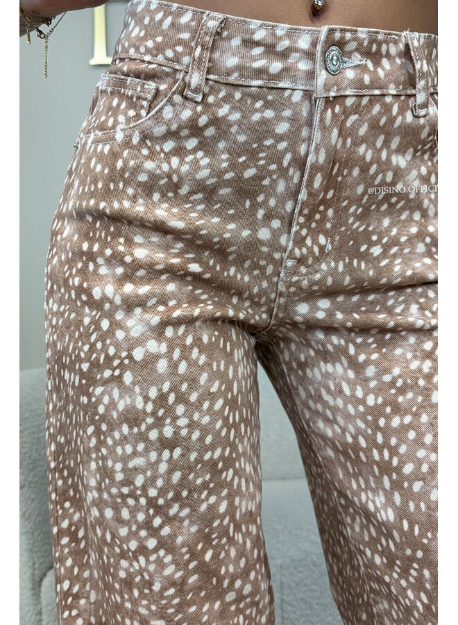 CAMEL - 'BAMBI JEANS' - SUPER STRETCH ANIMAL PRINT WIDE LEG JEANS