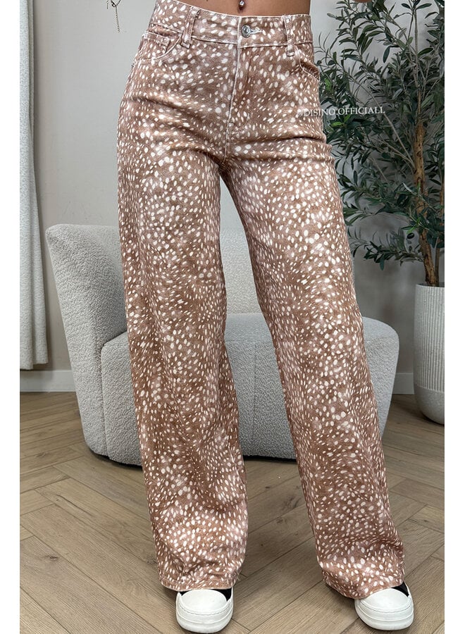 CAMEL - 'BAMBI JEANS' - SUPER STRETCH ANIMAL PRINT WIDE LEG JEANS