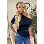 NAVY BLUE - 'BELINDE TOP' - CLASSY OFF SHOULDER DRAPED TOP