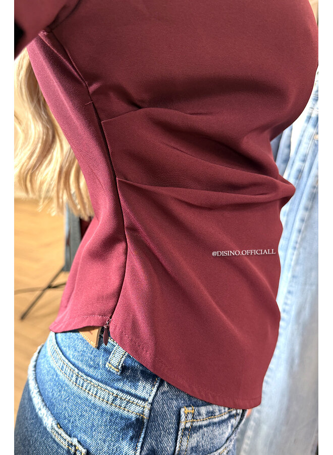 BORDEAUX - 'BELINDE TOP' - CLASSY OFF  SHOULDER DRAPED TOP