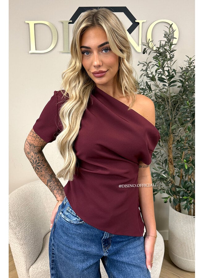 BORDEAUX - 'BELINDE TOP' - CLASSY OFF SHOULDER DRAPED TOP