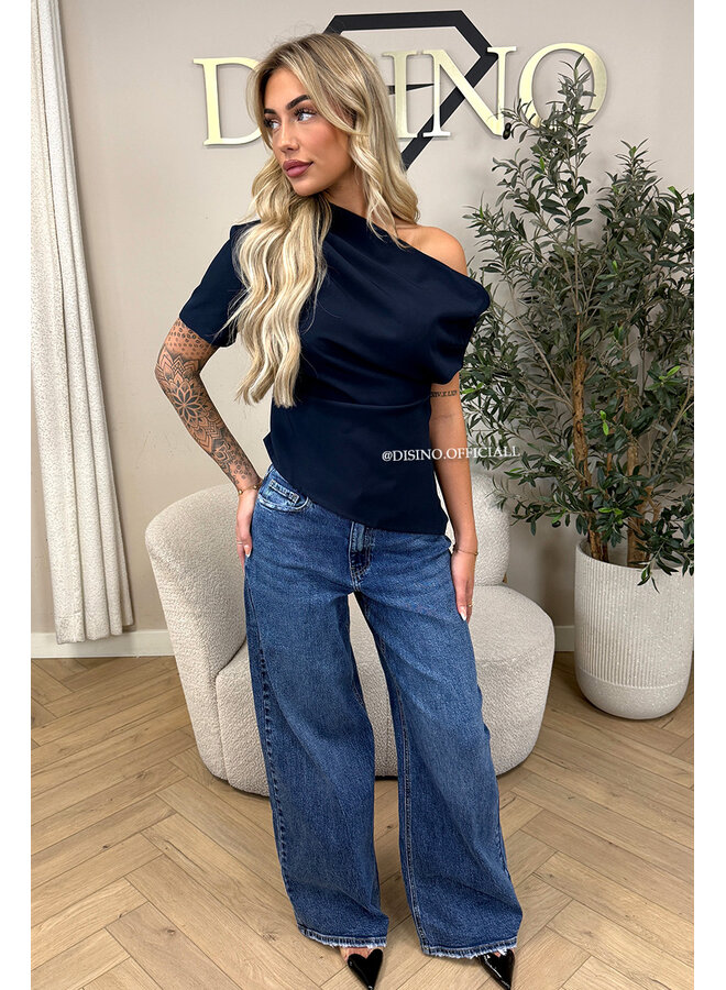 DARK BLUE - 'MANILA JEANS' - BAGGY FIT STRETCH JEANS