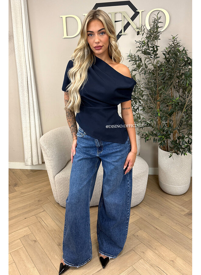 DARK BLUE - 'MANILA JEANS' - BAGGY FIT STRETCH JEANS
