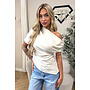 BEIGE - 'BELINDE TOP' - CLASSY OFF SHOULDER DRAPED TOP