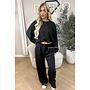 BLACK - 'ALBA SET' - OVERSIZED CROPPED SWEATER + PANTS TWO PIECE SET