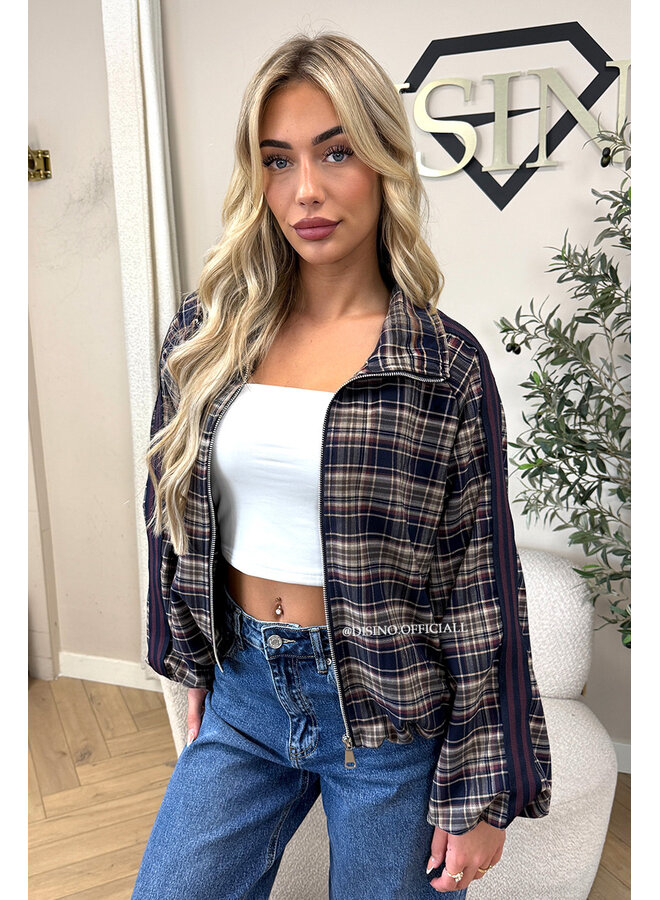 NAVY BLUE - 'JUNE JACKET' - VIRAL CHECKED JACKET