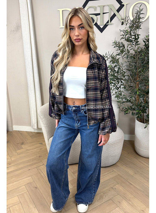 NAVY BLUE - 'JUNE JACKET' - VIRAL CHECKED JACKET
