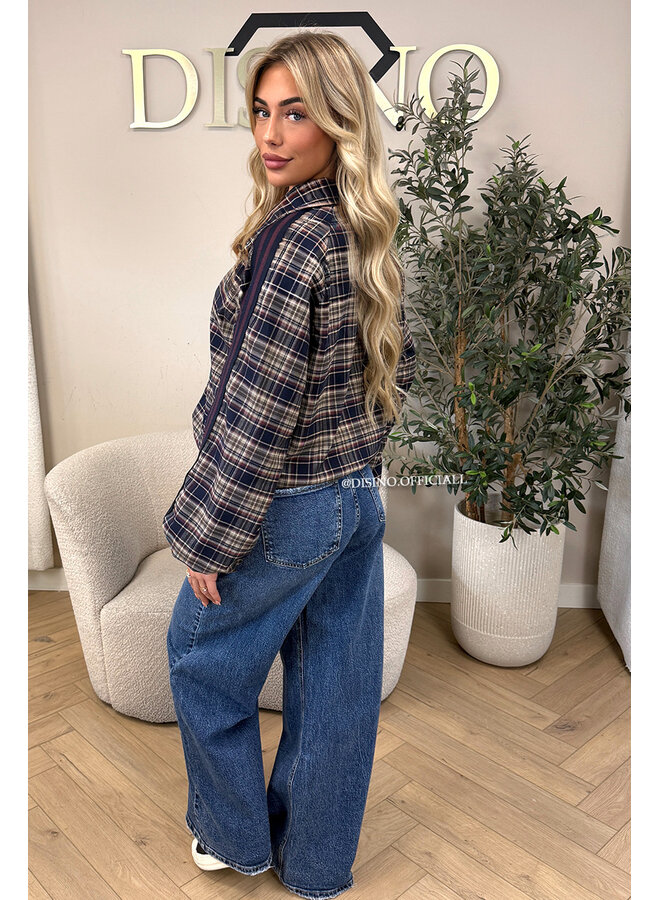 NAVY BLUE - 'JUNE JACKET' - VIRAL CHECKED JACKET