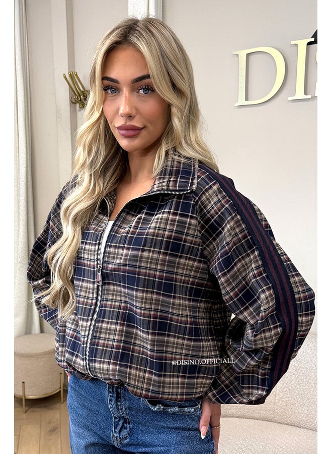 NAVY BLUE - 'JUNE JACKET' - VIRAL CHECKED JACKET