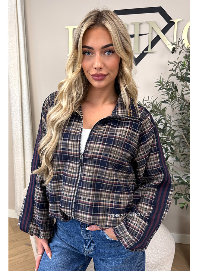 NAVY BLUE - 'JUNE JACKET' - VIRAL CHECKED JACKET