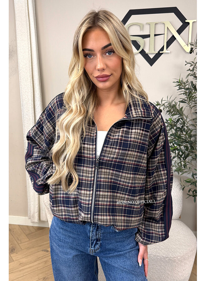 NAVY BLUE - 'JUNE JACKET' - VIRAL CHECKED JACKET