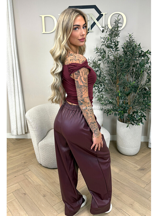 BORDEAUX - 'MIREYA TOP' - ONE SHOULDER STRETCHY TOP