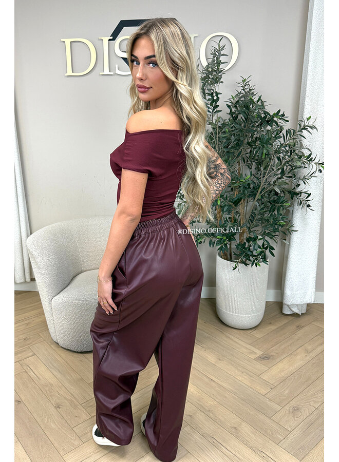 BORDEAUX - 'MIREYA TOP' - ONE SHOULDER STRETCHY TOP