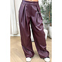 BORDEAUX - 'ALENA PANTS' - STRETCH PALAZZO FAUX LEATHER PANTS