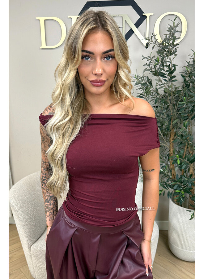 BORDEAUX - 'MIREYA TOP' - ONE SHOULDER STRETCHY TOP