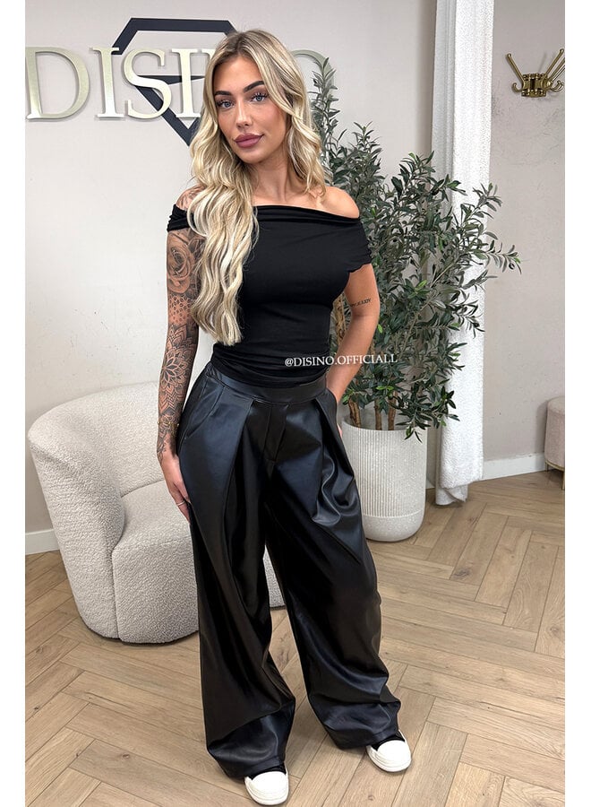 BLACK - 'MIREYA TOP' - ONE SHOULDER STRETCHY TOP