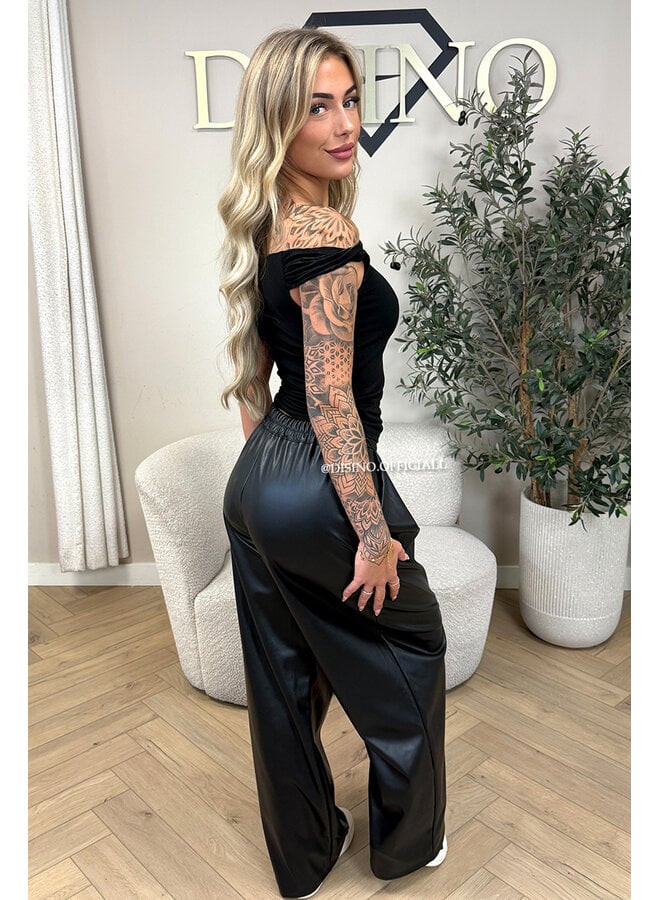 BLACK - 'MIREYA TOP' - ONE SHOULDER STRETCHY TOP