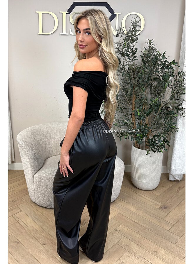 BLACK - 'MIREYA TOP' - ONE SHOULDER STRETCHY TOP