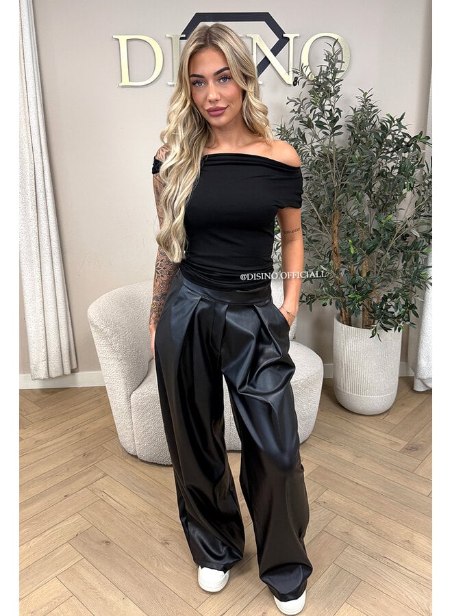 BLACK - 'MIREYA TOP' - ONE SHOULDER STRETCHY TOP