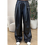 BLACK - 'ALENA PANTS' - STRETCH PALAZZO FAUX LEATHER PANTS