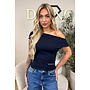 NAVY BLUE - 'MIREYA TOP' - ONE SHOULDER STRETCHY TOP