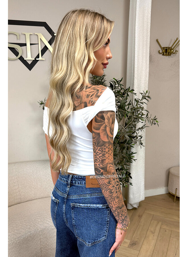 WHITE - 'MIREYA TOP' - ONE SHOULDER STRETCHY TOP