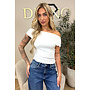WHITE - 'MIREYA TOP' - ONE SHOULDER STRETCHY TOP