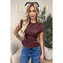 BORDEAUX - 'ADELIA TOP' - FAUX LEATHER TOP