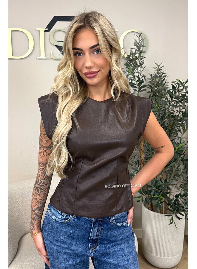 CHOCO - 'ADELIA TOP' - FAUX LEATHER TOP