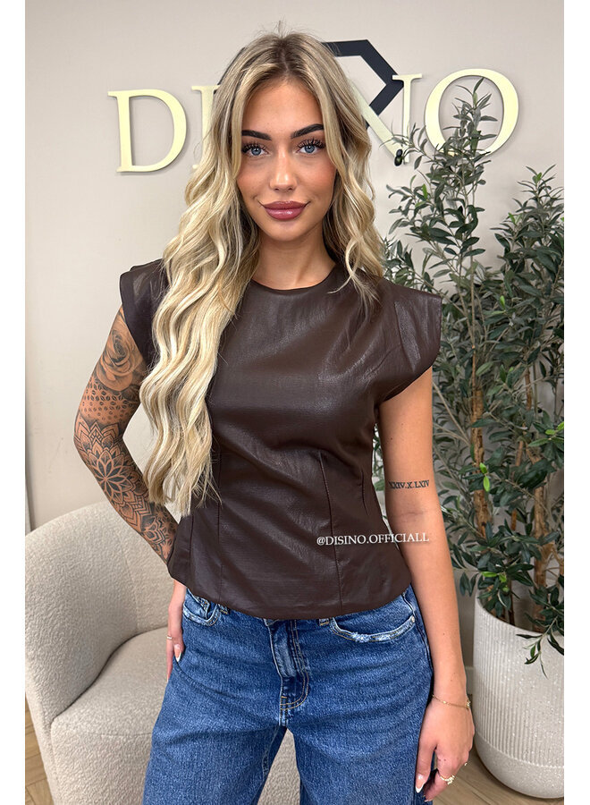 CHOCO - 'ADELIA TOP' - FAUX LEATHER TOP