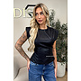 BLACK - 'ADELIA TOP' - FAUX LEATHER TOP
