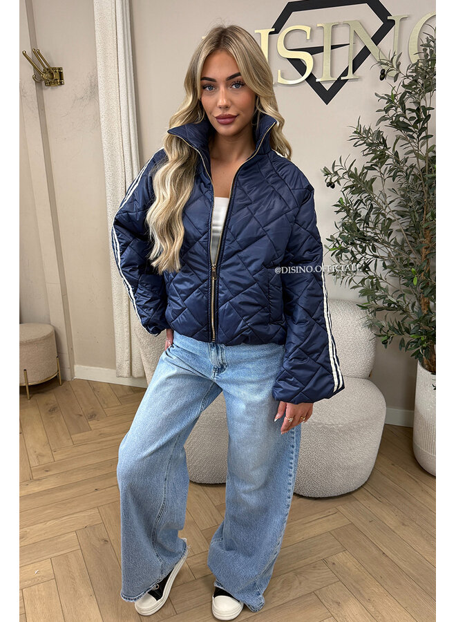 NAVY BLUE - 'MALOU JACKET' - VIRAL STRIPED PUFFER JACKET