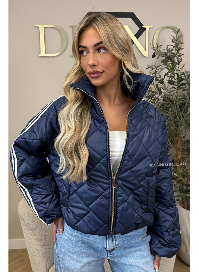 NAVY BLUE - 'MALOU JACKET' - VIRAL STRIPED PUFFER JACKET