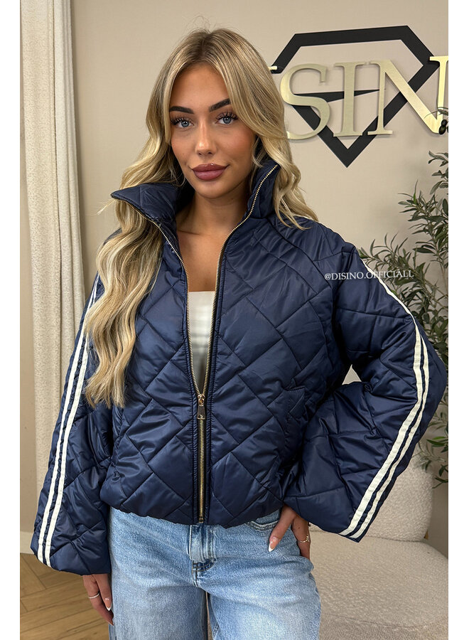 NAVY BLUE - 'MALOU JACKET' - VIRAL STRIPED PUFFER JACKET