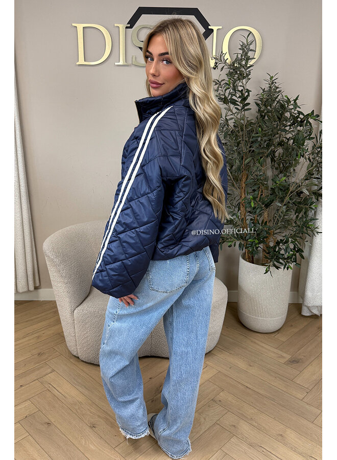 NAVY BLUE - 'MALOU JACKET' - VIRAL STRIPED PUFFER JACKET